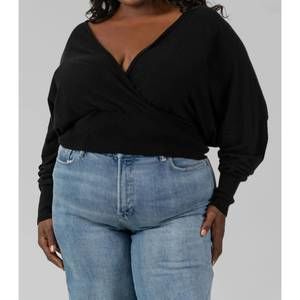 NEW BITTE KAI RAND mullein cotton wrap sweater - plus size in black